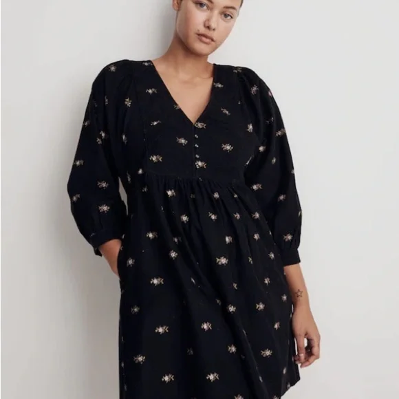 Madewell Corduroy Quilted-Bib Mini Dress in Blurred Ikat XS - Picture 3 of 7